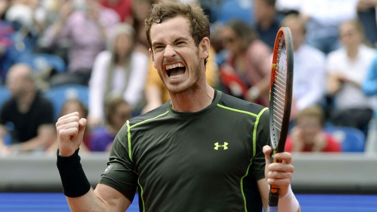 Andy Murray celebrates after his final match against Germany's Philipp Kohlschreiber during the ATP Tennis BMW Open in Munich