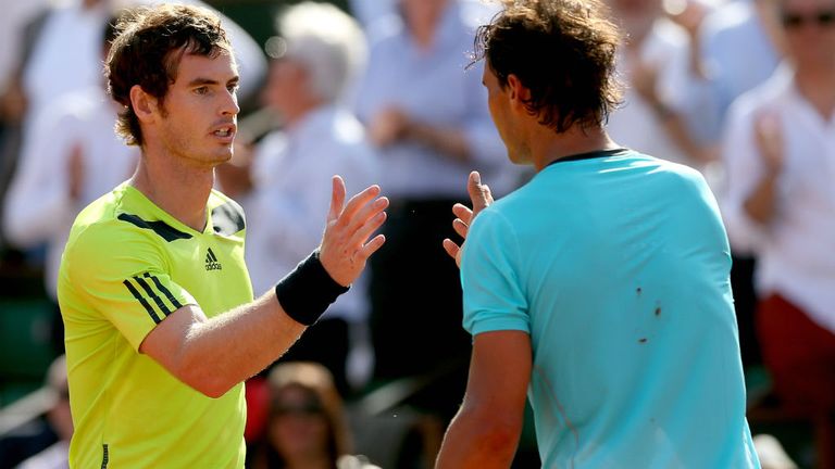 Andy Murray shakes hands with Rafael Nadal at the 2014 French Open
