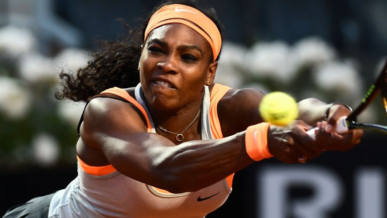 Serena Williams in action against Anastasia Pavlyuchenkova in their second round match in Rome