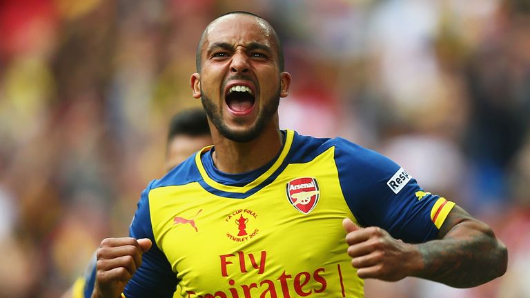 Theo Walcott of Arsenal celebrates