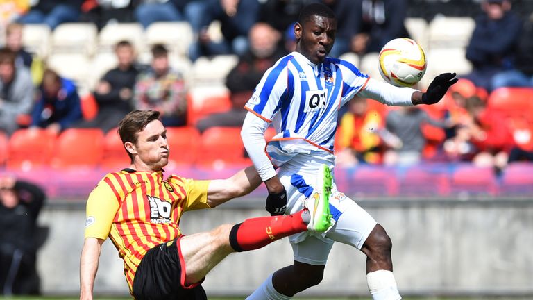 Kilmarnock's Tope Obadeyi (right) battles with Stephen O'Donnell