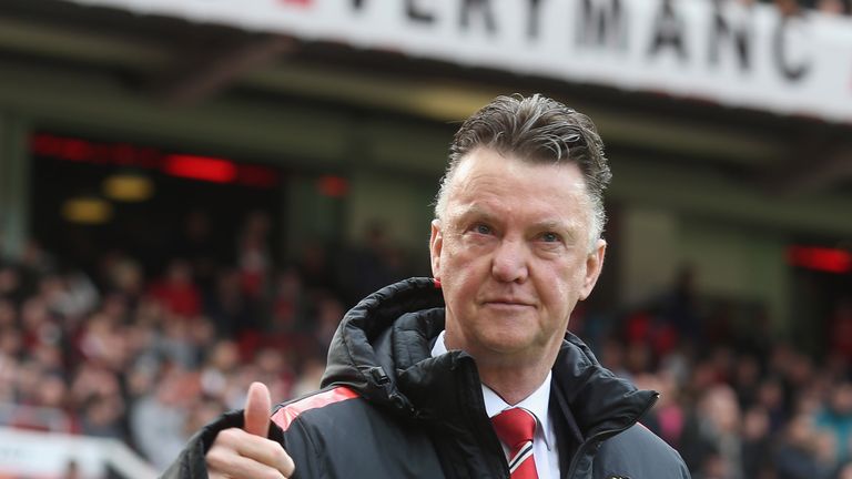 Louis van Gaal of Manchester United walks out for the second half 