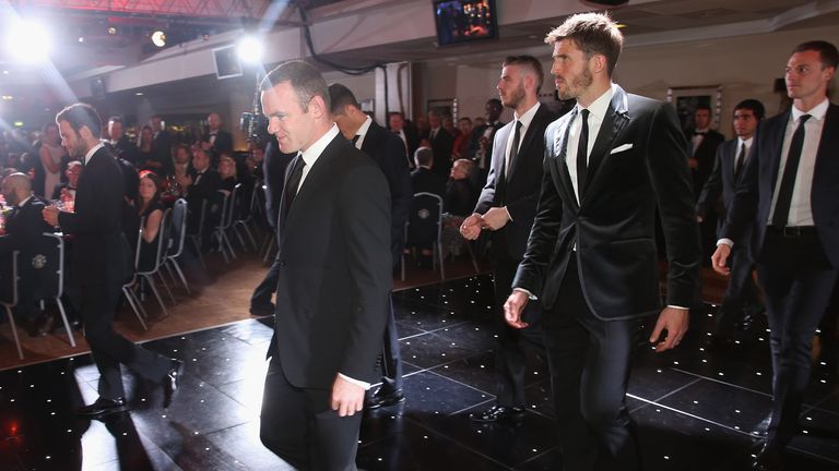 Wayne Rooney and Michael Carrick arrive for Manchester United's awards ceremony at Old Trafford
