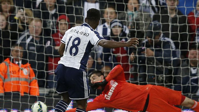 Saido Berahino scores his second goal from the penalty spot