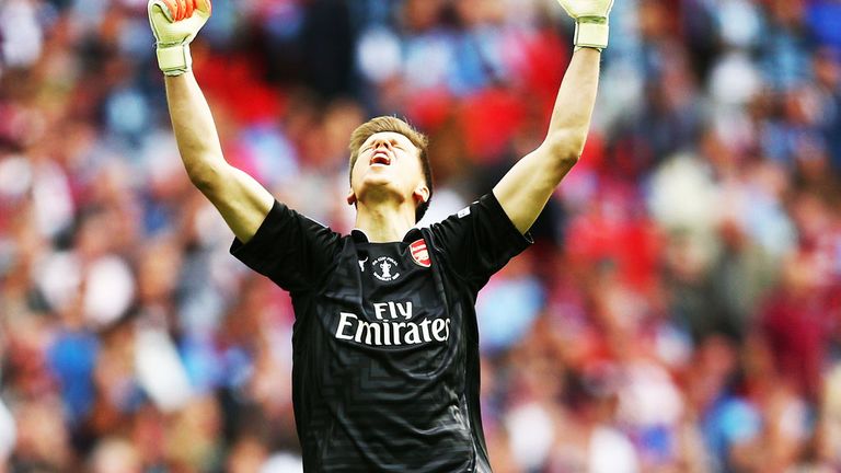 Wojciech Szczesny: Arsenal goalkeeper celebrates the FA Cup win