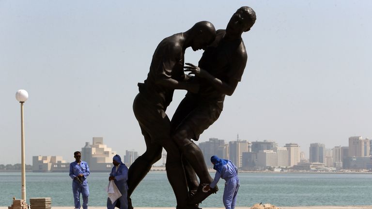 A statue in Doha was erected in 2013 to show the infamous Zidane headbutt in the 2006 World Cup Final