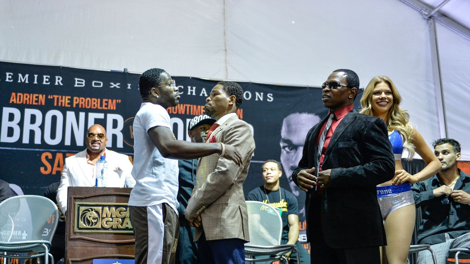 Adrien Broner says he will beat Shawn Porter and his father at the MGM