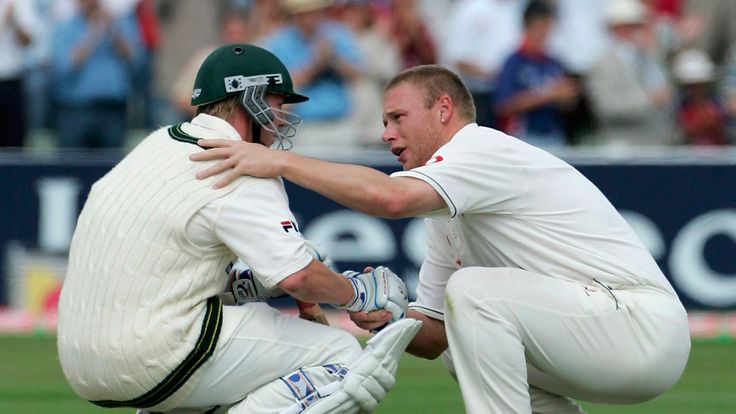 Brett Lee and Andrew Flintoff after the epic 2005 Edgbaston Test