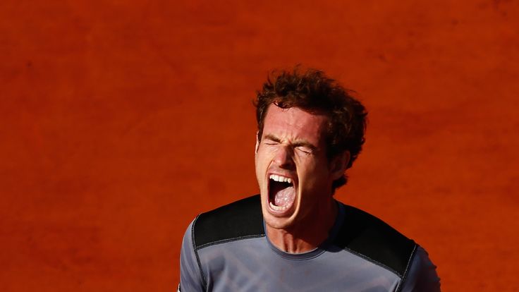 Andy Murray reacts at Roland Garros