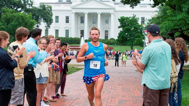 Pic Doug Seeburg: Marathon Man Rob Young, 32, finished as Race across USA winner by 30 hours.