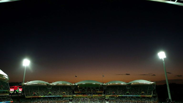 Australia play Pakistan in the World Cup under the floodlights at the Adelaide Oval