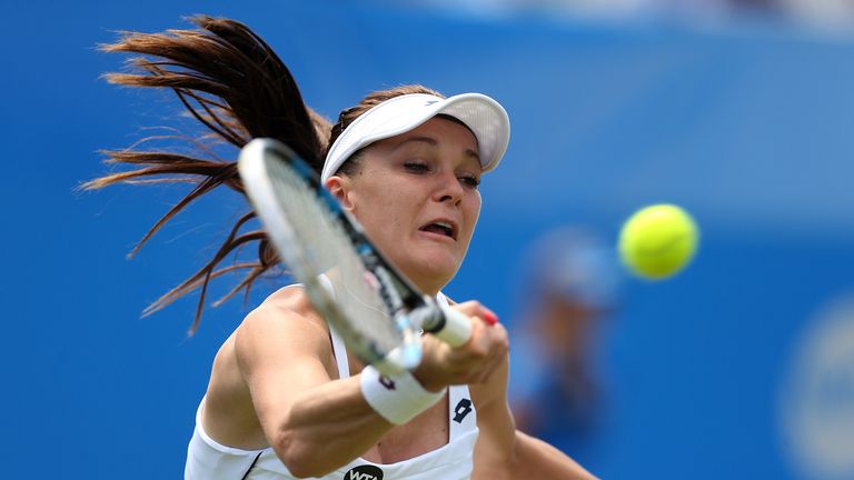 EASTBOURNE, ENGLAND - JUNE 26:  Agnieszka Radwanska of Poland in action during her semi final match aginst Sloane Stephens of The USA on day six of the Aeg