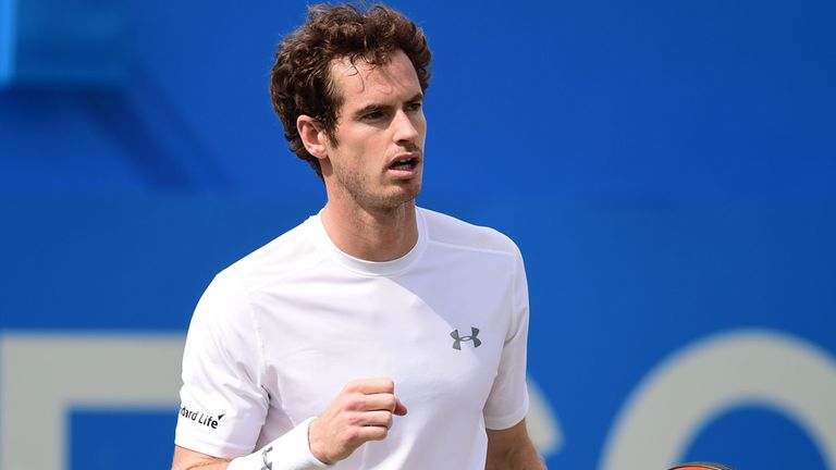 Great Britain's Andy Murray reacts after defeating Spain's Fernando Verdasco during day four of the the AEGON Championships at The Queen's Club, London.