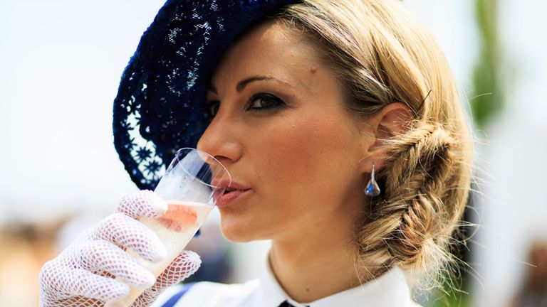 Anna Pribyloba takes a drink