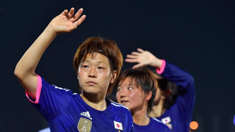 MARUGAME, JAPAN - MAY 24:  Aya Miyama of Japan waves to fans after winning the MS&AD Nadeshiko Cup 2015 women's soccer international friendly match between
