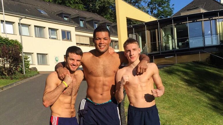 Jack (right): Enjoying life in Germany with team-mates Anthony Fowler and Joe Joyce