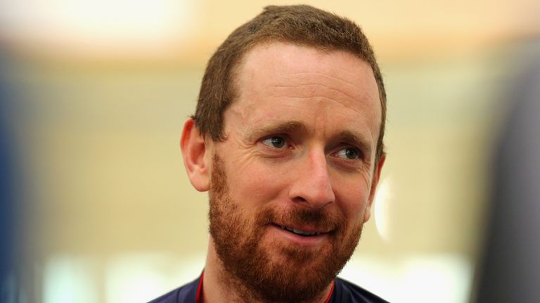 LONDON, ENGLAND - JUNE 02:  Sir Bradley Wiggins of Great Britain and Team Wiggins chats to the media after training at the Lee Valley Velopark ahead of his