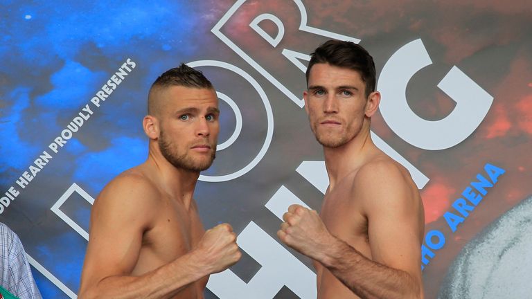 ALL OR NOTHING WEIGH IN.THE DOME,LIVERPOOL ONE,LIVERPOOL.PIC;LAWRENCE LUSTIG.WBC SILVER SUPER-MIDDLEWEIGHT TITLE.CALLUM SMITH