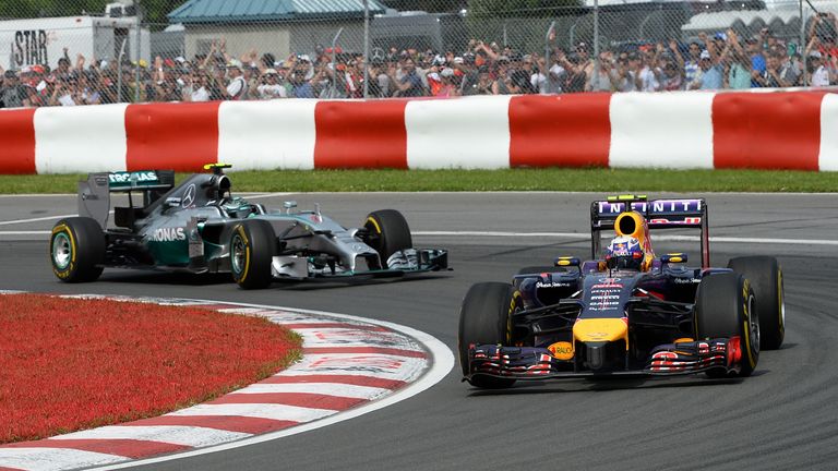 Daniel Ricciardo leads Nico Rosberg 