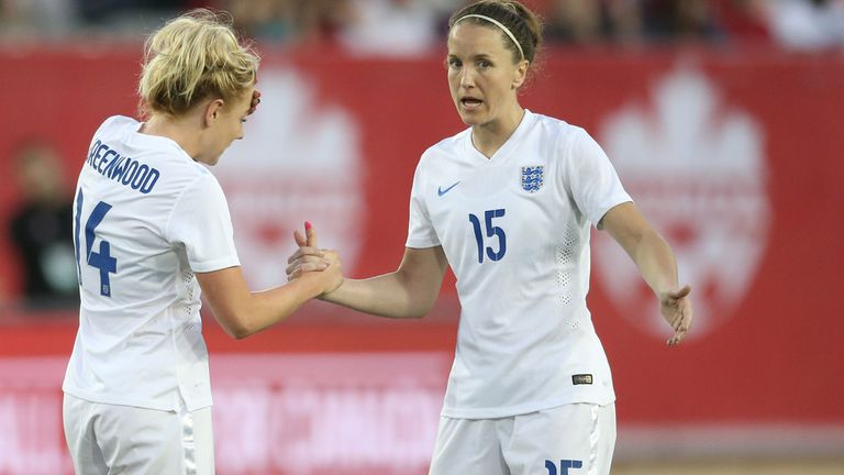 Alex Greenwood and Casey Stoney in action for England