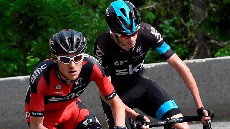 Tejay Van Garderen and Chris Froome in action during Stage 7 of the 2015 Criterium du Dauphine