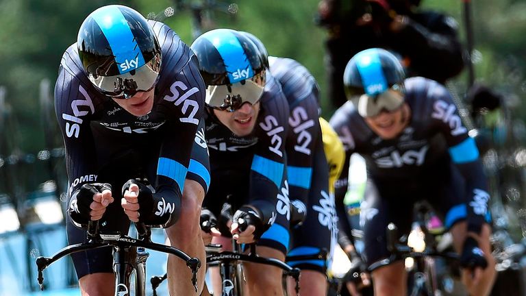 Team Sky on stage three of the 2015 Criterium du Dauphine, Chris Froome