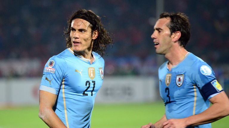 Edinson Cavani (left): Was sent off with a quarter of the game remaining