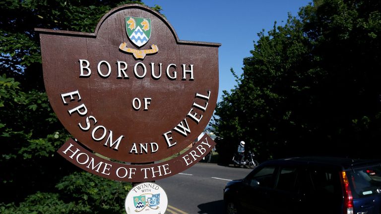 Signs welcome travellers to the borough of Epsom and Ewell