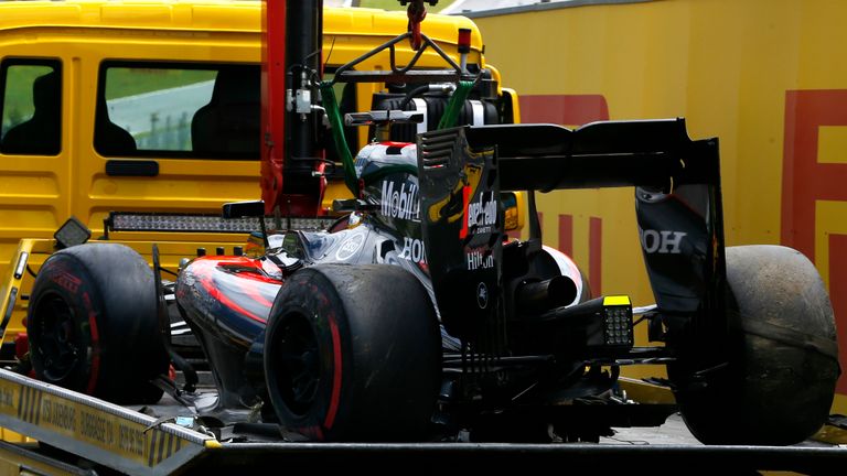 Fernando Alonso's damaged McLaren