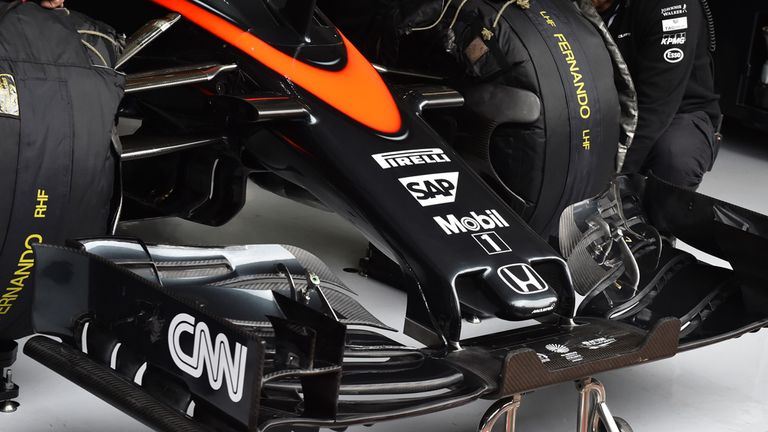 The new shortened nose on Fernando Alonso's McLaren