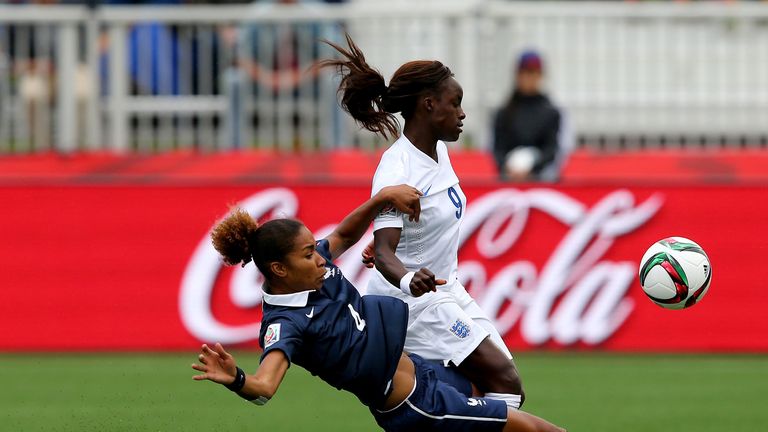 Eni Aluko featured in England's 1-0 defeat to France in their opening World Cup match