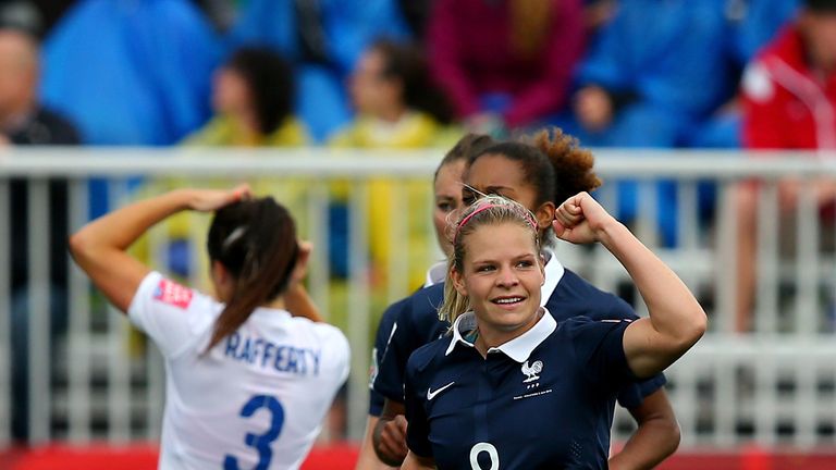 MONCTON, NB - JUNE 09:  Eugenie Le #9 of France celebrates her goal in the first half against the England during the FIFA Women's World Cup