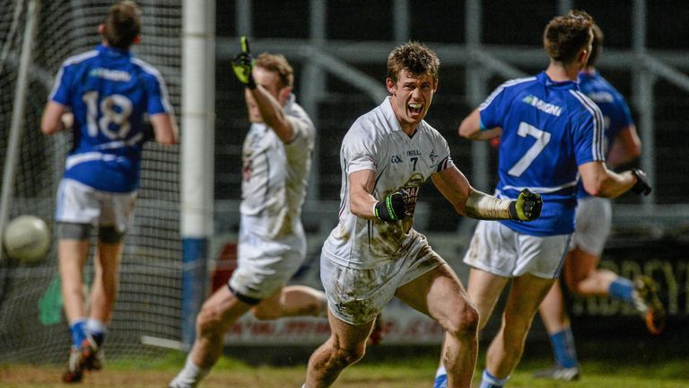 Kildare's Emmet Bolton celebrates scoring a late goal during their National League win over Laois in March