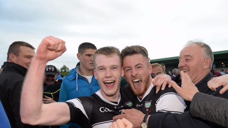 Sligo's Eoin Flanagan and Cian Breheny celebrate after their Connacht semi-final win over Roscommon