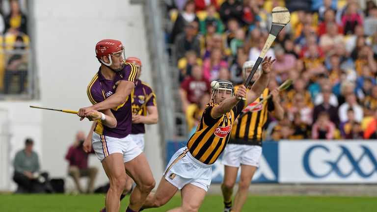 Wexford's Lee Chin in action against Richie Hogan of Kilkenny.