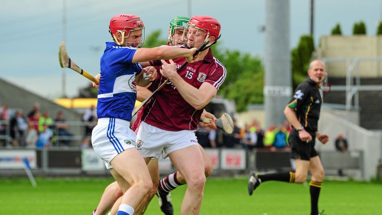 John A Delaney, Laois, in action against Joe Canning, Galway 2014 Leinster quarter-final