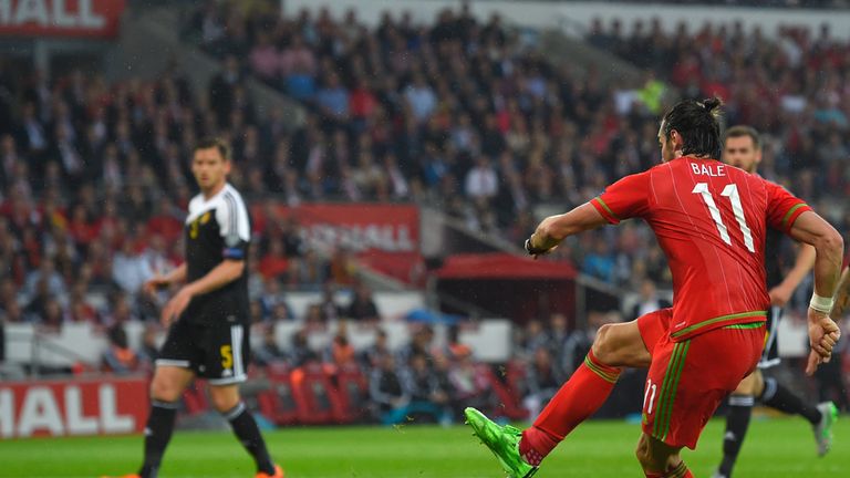 Gareth Bale opens the scoring for Wales against Belgium