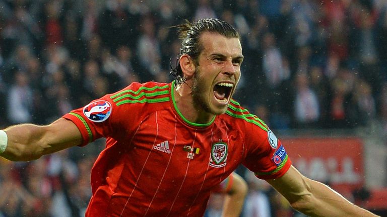 Gareth Bale celebrates after scoring against Belgium