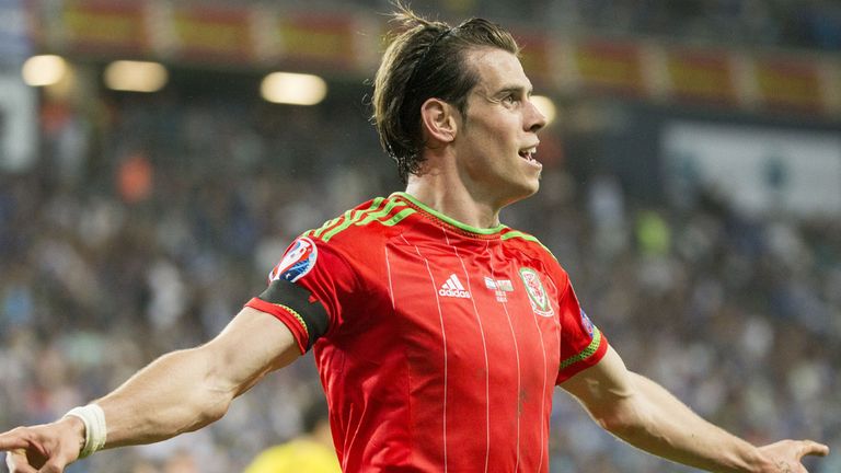 Wales' midfielder Gareth Bale celebrates his goal during the Euro 2016 qualifying football match between Israel 