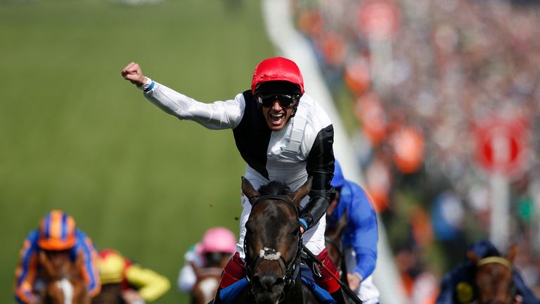 Frankie Dettori celebrates Derby success on Golden Horn as Giovanni Canaletto, Epicuris and Storm The Stars are among those left trailing behind.