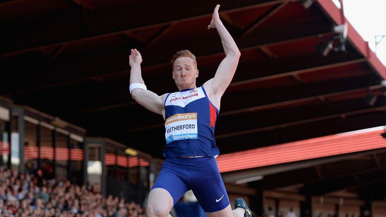 Greg Rutherford leaps to victory at the Diamond League meeting in Birmingham