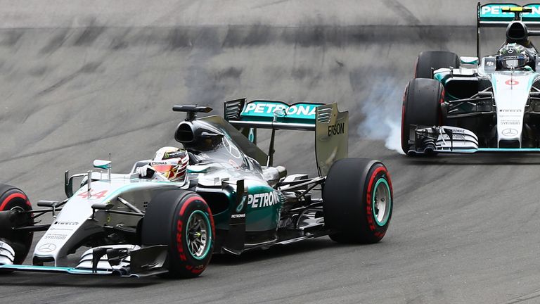 Nico Rosberg closes in on Lewis Hamilton during the Canadian GP