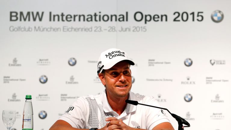 MUNICH, GERMANY - JUNE 24: Henrik Stenson of Sweden speaks in a press conference during the BMW International Open preview day at the Eichenried Golf Club 