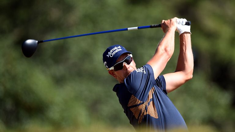 Henrik Stenson of Sweden watches his tee shot on the 14th hole during the final round of the 115th U.S. Open Championship 