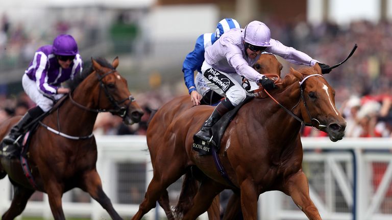 Dutch Connection ridden by jockey Jim Crowley on the way to winning  the Jersey Stakes on day two of the 2015 Royal Ascot Meeting at Ascot Racecourse, Berk