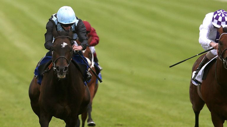 Air Pilot ridden by Ryan Moore (left) on his way to winning the Hermitage Medical Clinic International Stakes during day three of the Irish Derby Festival 