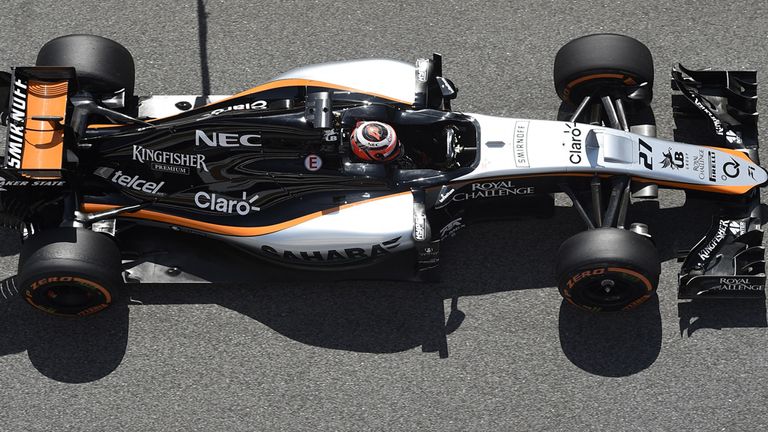 Hulkenberg pilots the Force India at the Spanish GP