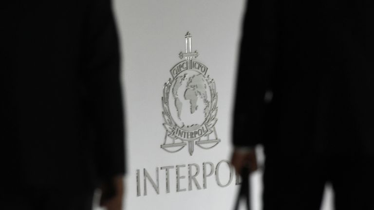A logo at the newly completed Interpol Global Complex for Innovation building
