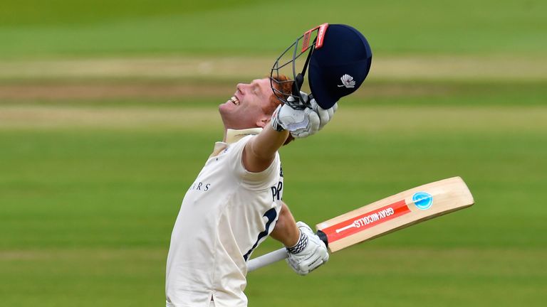 CHESTER-LE-STREET, ENGLAND - JUNE 29:  Yorkshire batsman Jonny Bairstow celebrates reaching his 200 during day two of the LV County Championship Division O