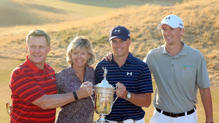 Jordan Spieth celebrates his US Open victory with his family